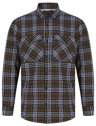 Sawatch Borg Lined Cotton Flannel Checked Overshirt Jacket Khaki