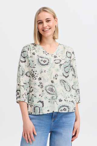 Ariana Blouse All Over Print |  Frosty Green