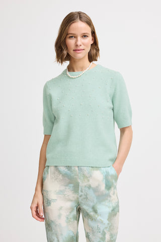 Ossy Short Sleeve Knit | Blue Haze Melange