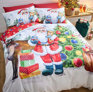 Catherine Lansfield Retro Santa Duvet Cover Set White