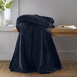 Catherine Lansfield Extra Large Raschel Velvet Touch Throw Navy