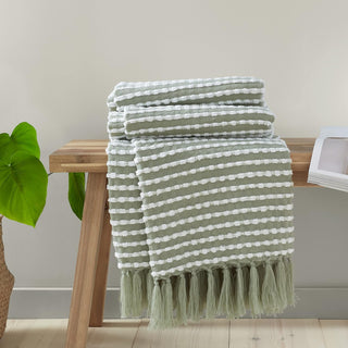 Catherine Lansfield Stab Stitch Throw Sage