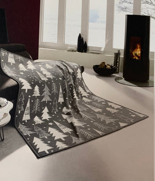 Cotton Home Throw Nordic Trees Grey