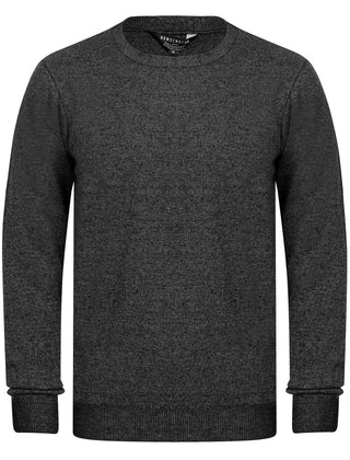 Barney Crew Neck Jumper Black Grey Melange