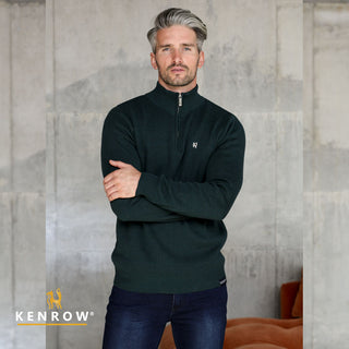 Kenrow Jerald Half Zip Jumper Teal Melange