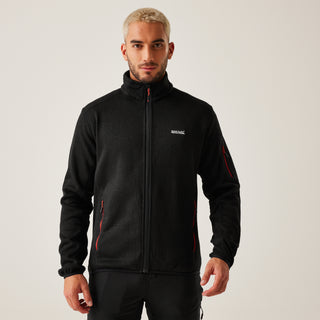 Men's Newhill Full Zip Fleece Black Red Ochre