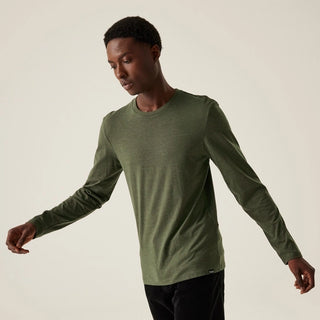 Men's Maylow Long Sleeved T-Shirt Dark Khaki Marl