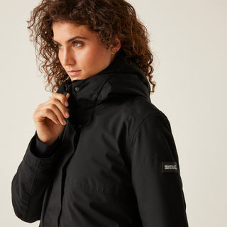 Women's Yarli Waterproof Longline Jacket Black Dark Grey