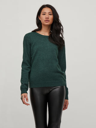 Viril Round Neck Long Sleeve Knit Green