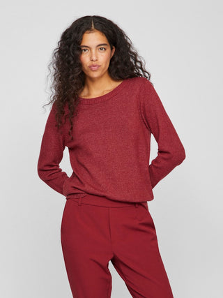 Viril Round Neck Long Sleeve Knit Cabernet