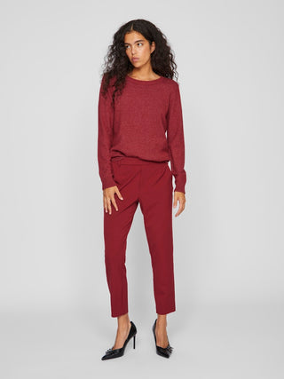 Viril Round Neck Long Sleeve Knit Cabernet