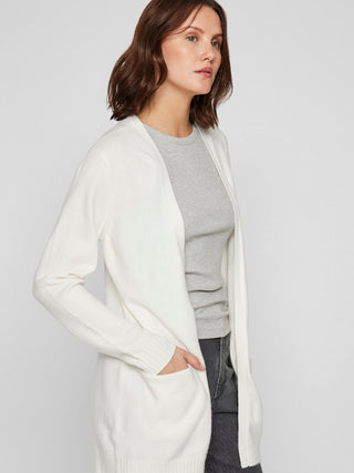 Viril Open Long Sleeve Knit Cardigan | White Alyssum