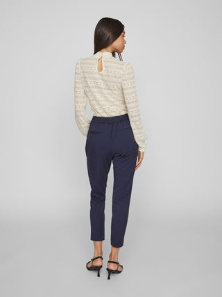 Varone High Waist Slim Trousers | Navy