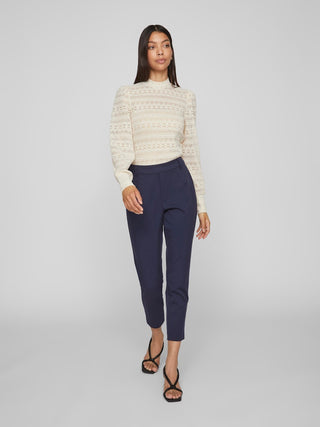 Varone High Waist Slim Trousers | Navy