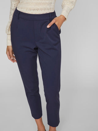 Varone High Waist Slim Trousers | Navy