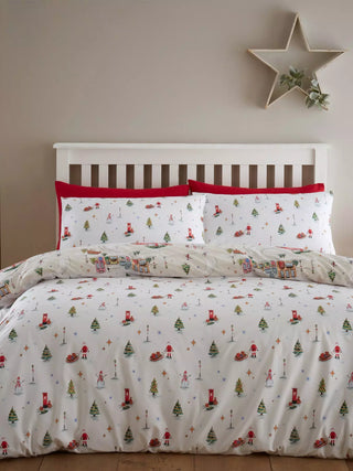 Catherine Lansfield Christmas Town Duvet Cover Natural