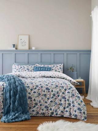 Bianca Brushed Ophelia Floral Duvet Cover Blue