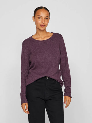 Viril Round Neck Long Sleeve Knit Plum Perfect