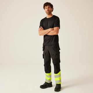 Men's Hi Vis X Pro Stretch Holster Trousers | Black Yellow