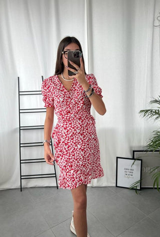 Floral Print Wrap Dress Pink